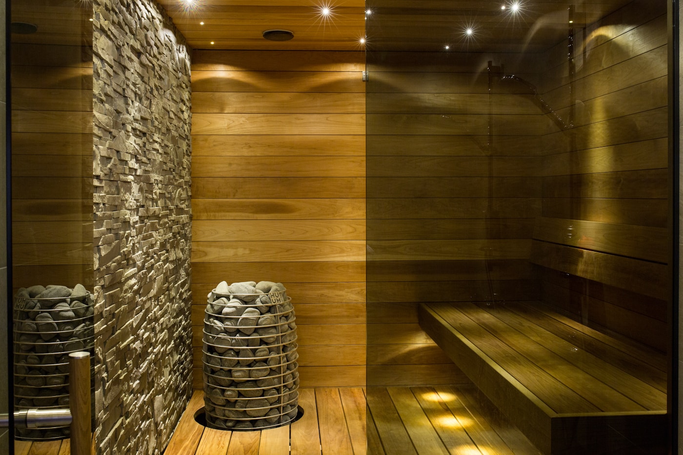 Spa treatment room with warm natural lighting
